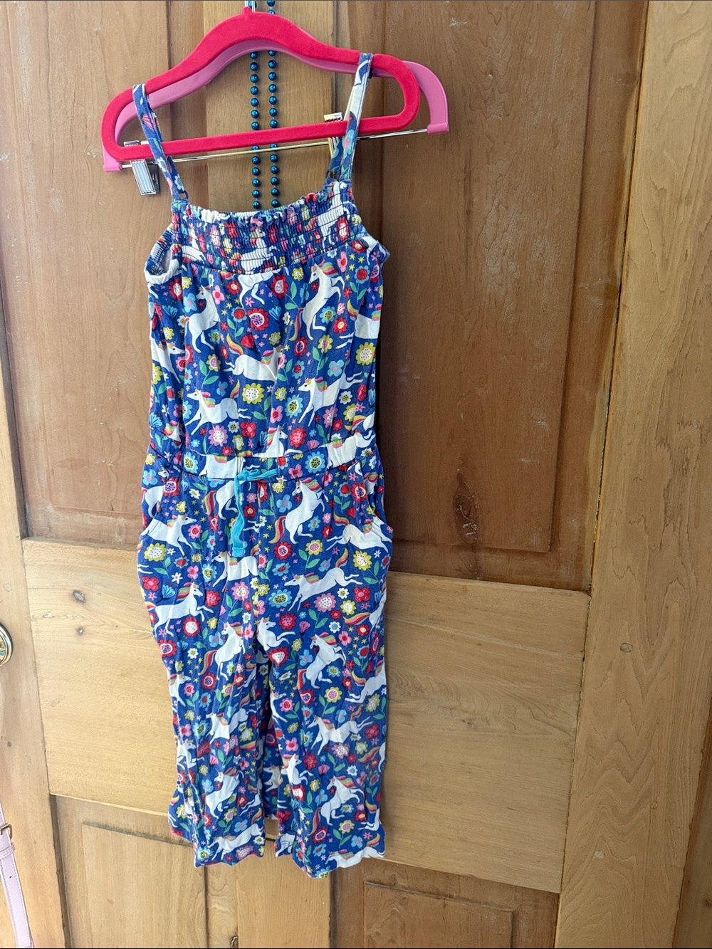 Boden Girls Navy Unicorn Print Jumpsuit